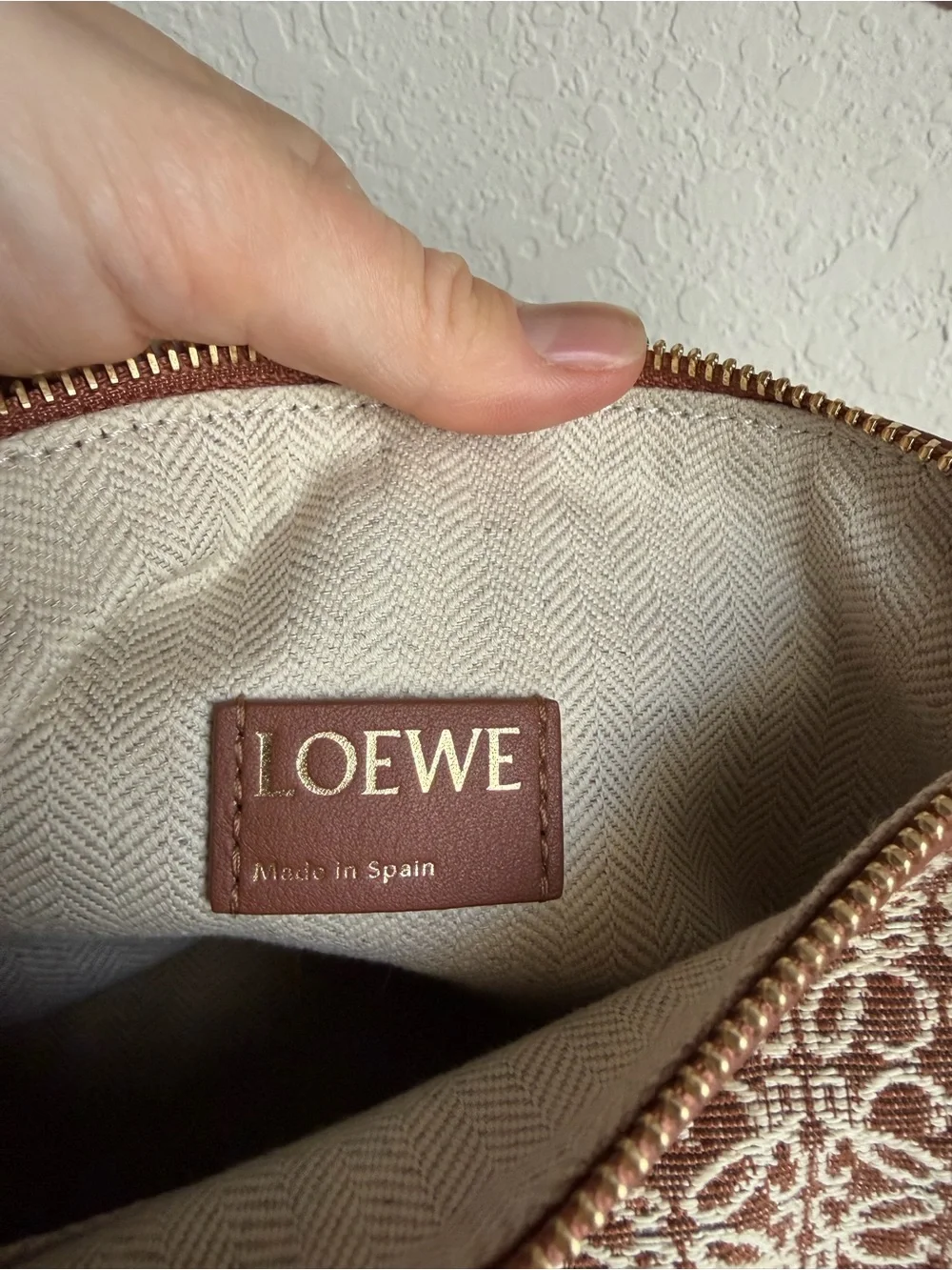 Loewe Small Anagram Cubi Bag Brown Jacquard and Leather